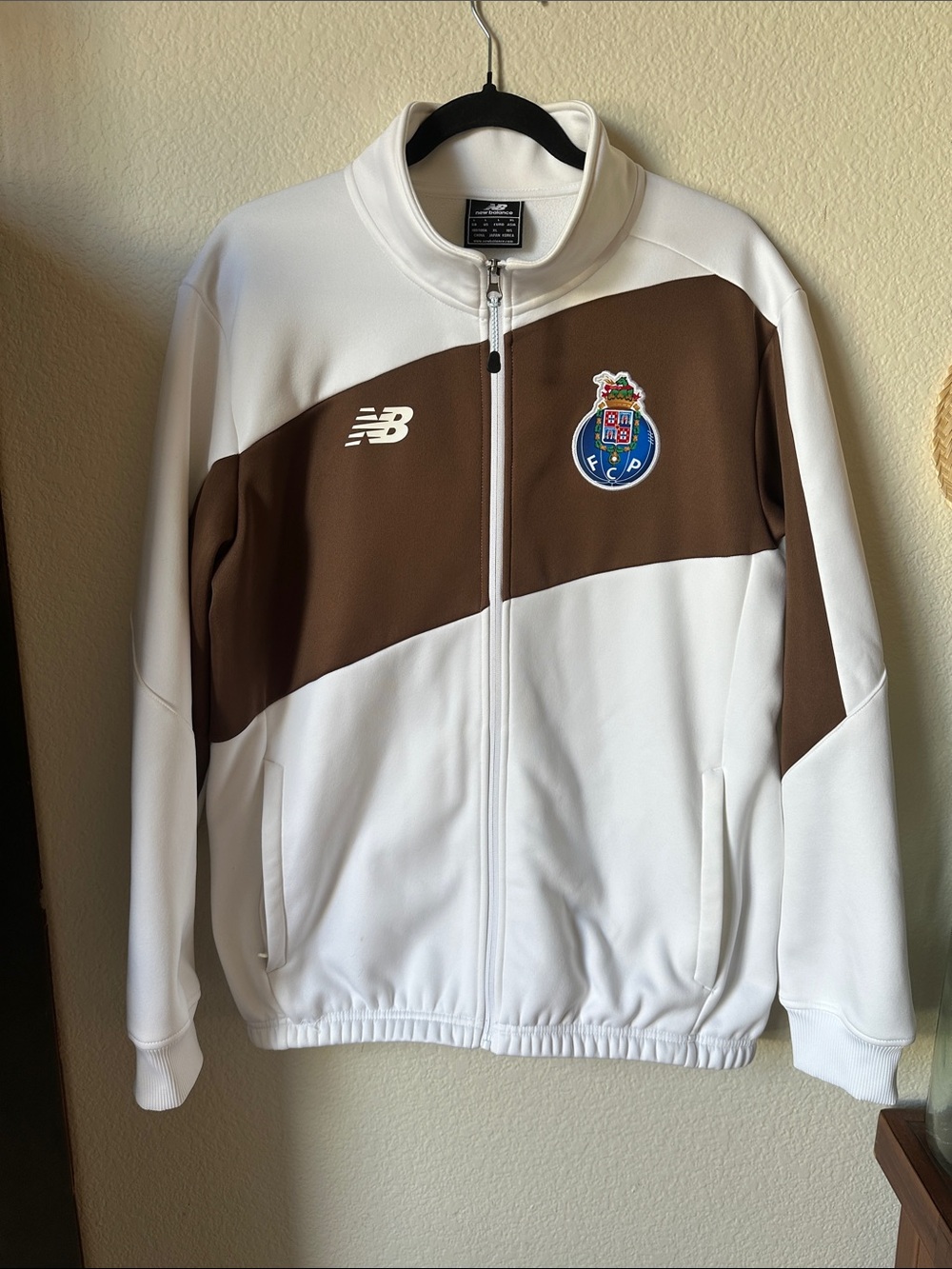 New Balance Men’s White & Brown FC PORTO Track Jacket with FCP Crest